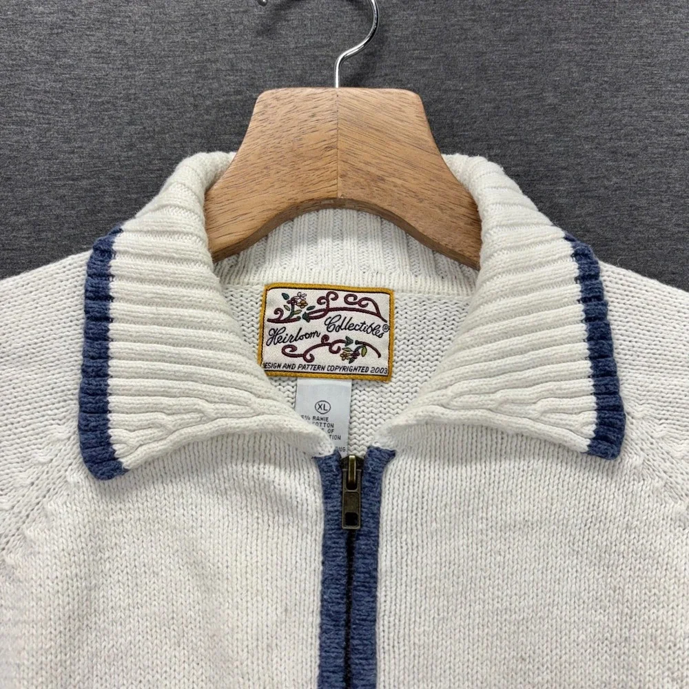 Heirloom Collectibles Sweater Womens XL Fair Isle Full Zip Ribbed Cardigan